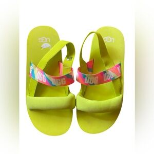 UGG K Zuma Sling Slide On Slipper Sandal Neon Green Girls Size 6‎